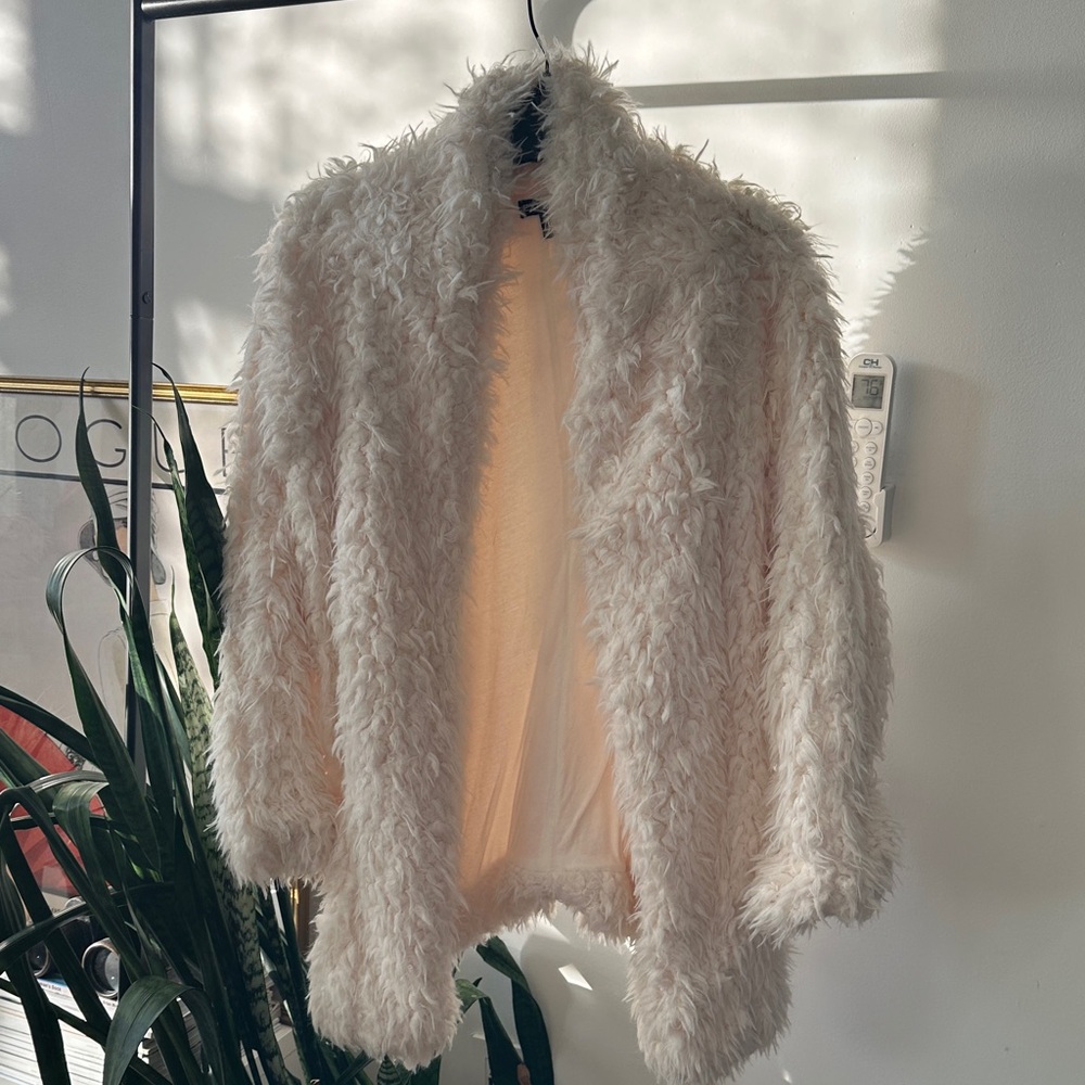 Women's Cream Faux Fur Jacket